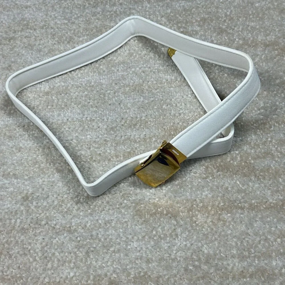 NWP Regulation Military Belt Mens XS White Gold Buckle Reversible Made USA